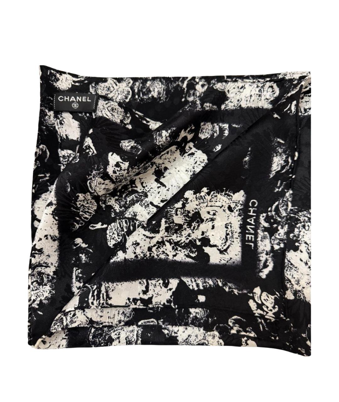 CHANEL Черный шелковый платок, фото 1
