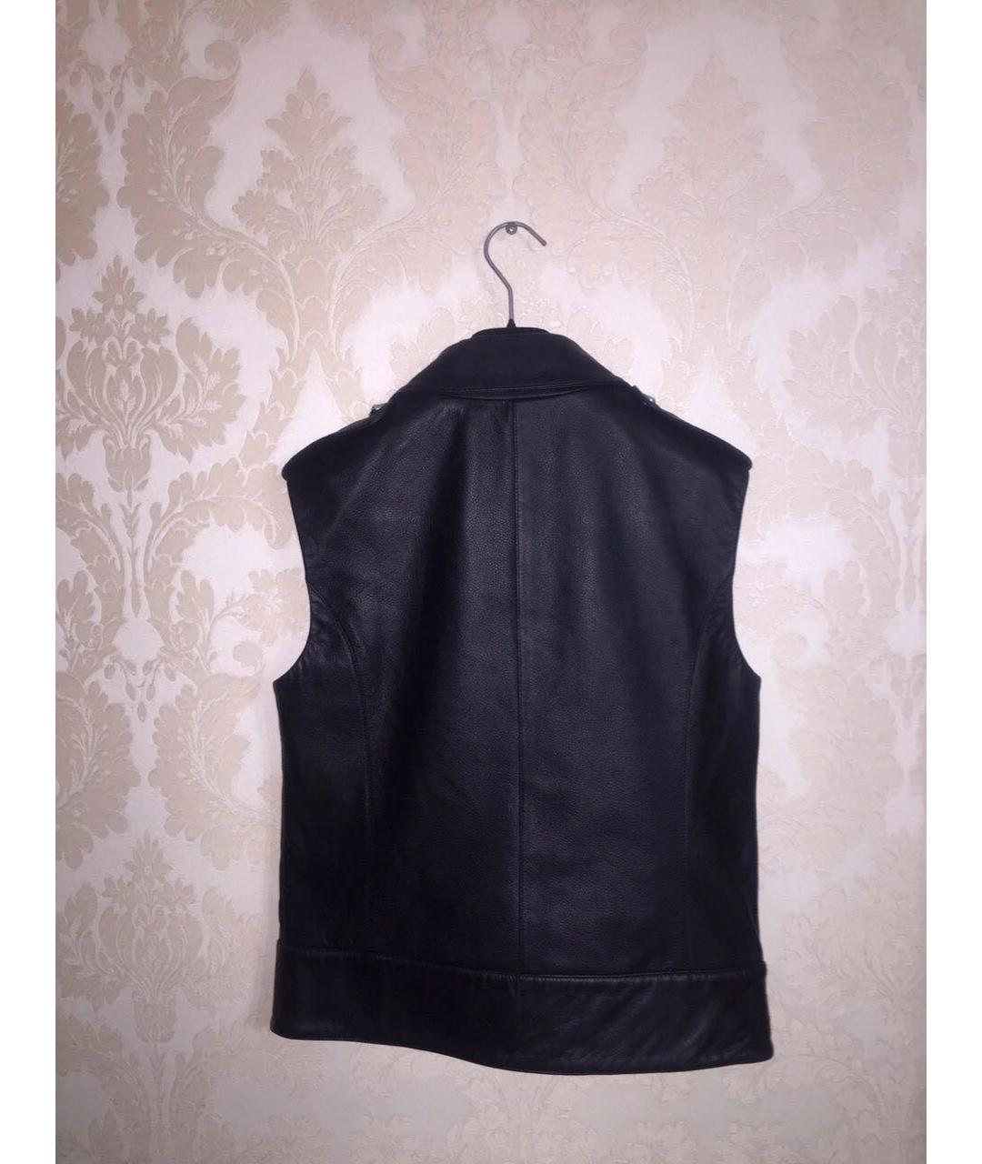 VERSACE Черный кожаный жилет, фото 7