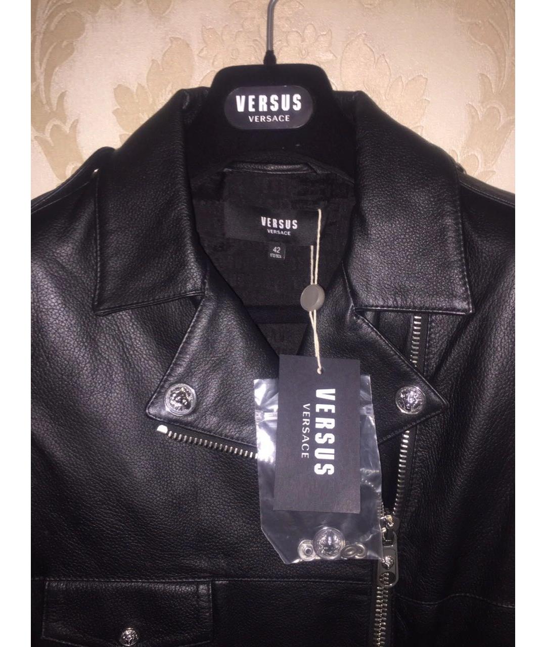 VERSACE Черный кожаный жилет, фото 6