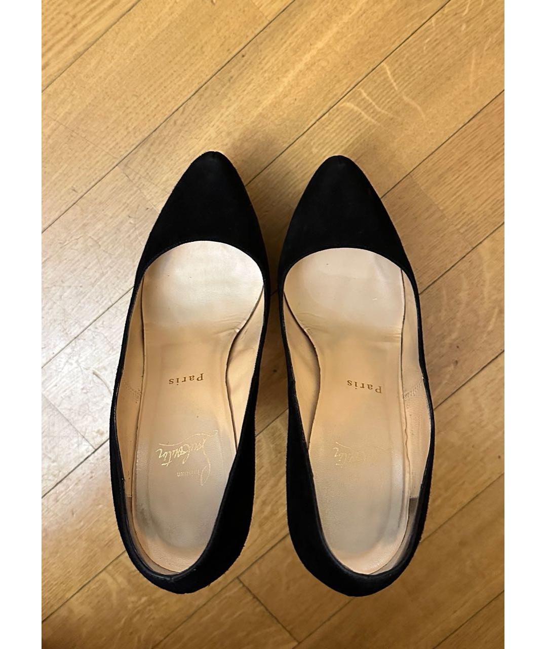 CHRISTIAN LOUBOUTIN Черные замшевые туфли, фото 3