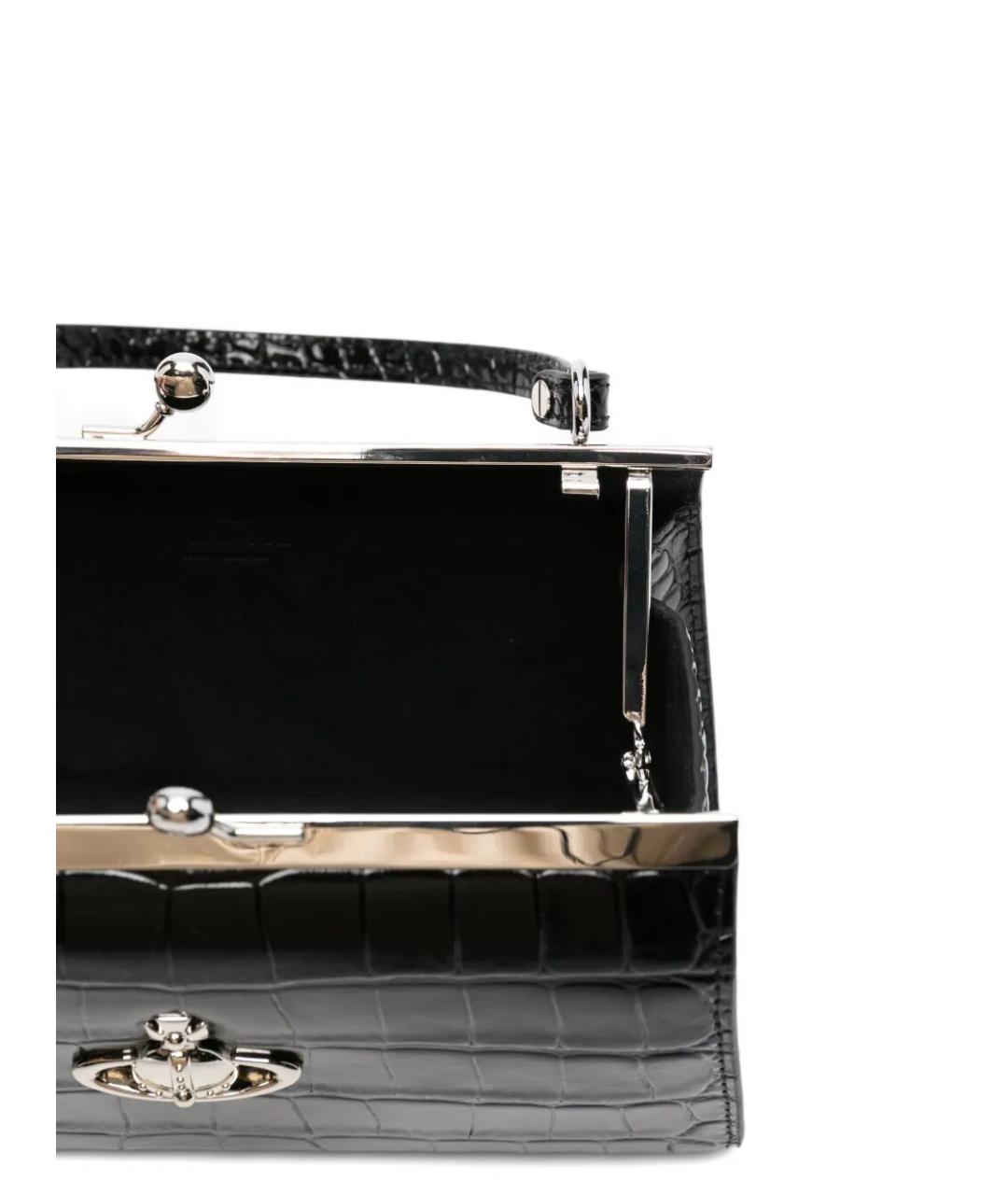 VIVIENNE WESTWOOD Черная кожаная сумка с короткими ручками, фото 3