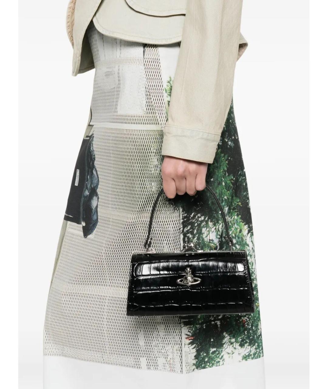 VIVIENNE WESTWOOD Черная кожаная сумка с короткими ручками, фото 2