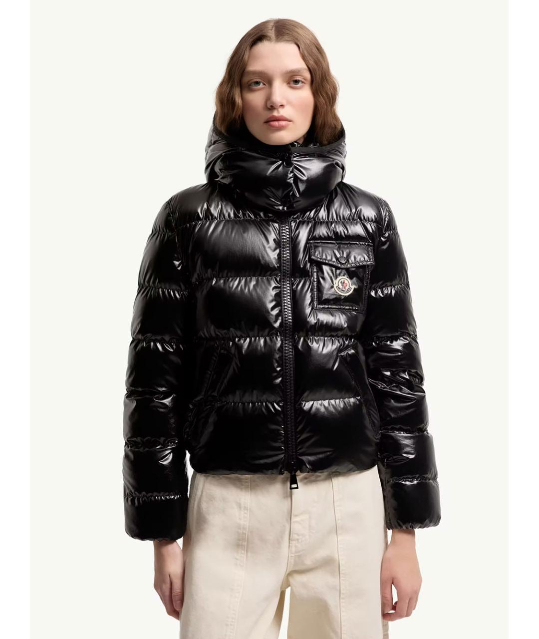 MONCLER Черный полиамидовый пуховик, фото 2