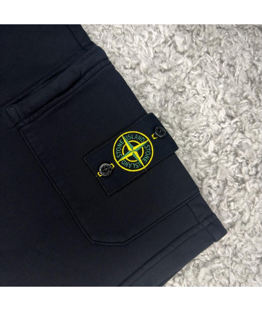 STONE ISLAND Черные хлопковые шорты, фото 4