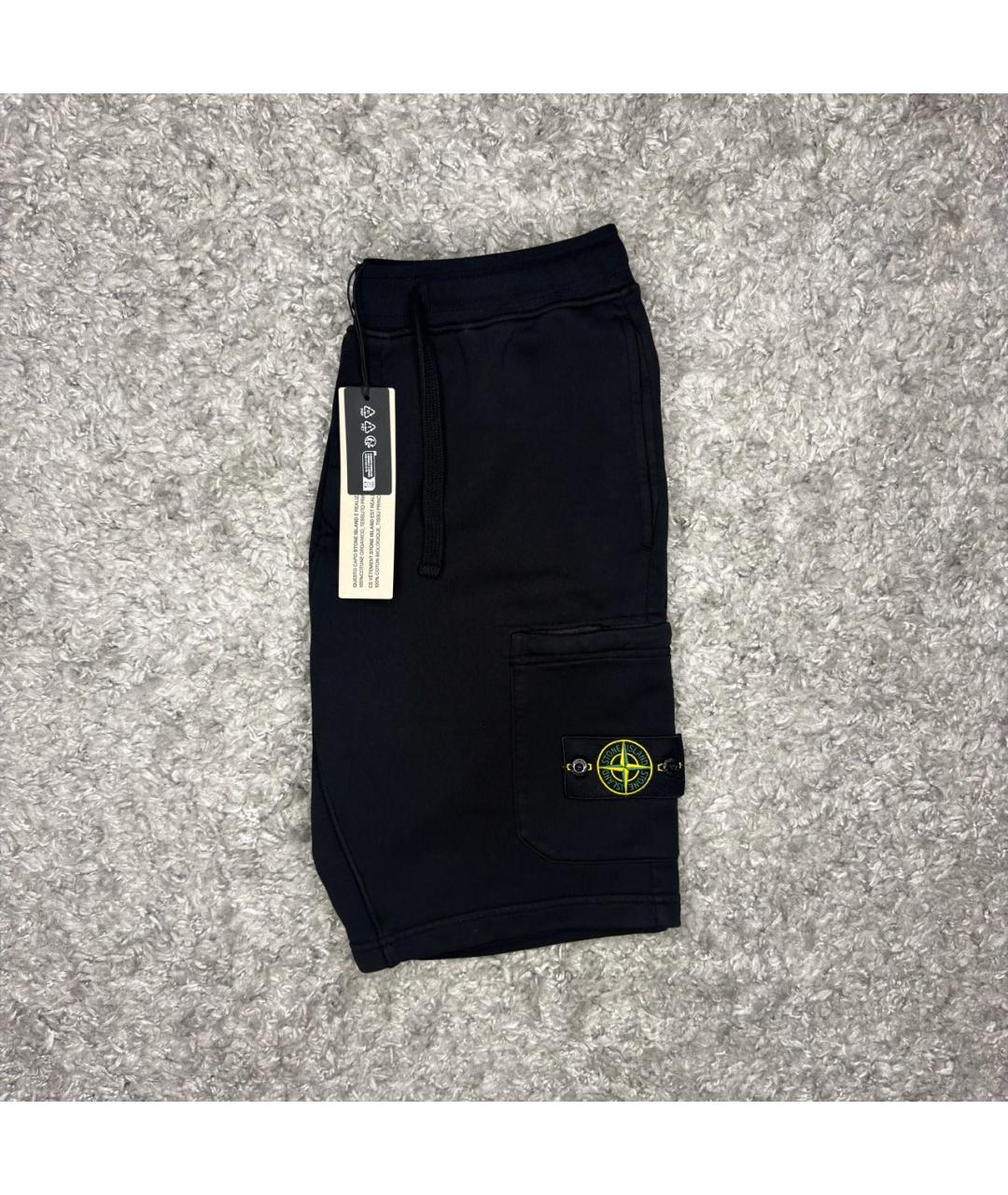 STONE ISLAND Черные хлопковые шорты, фото 2
