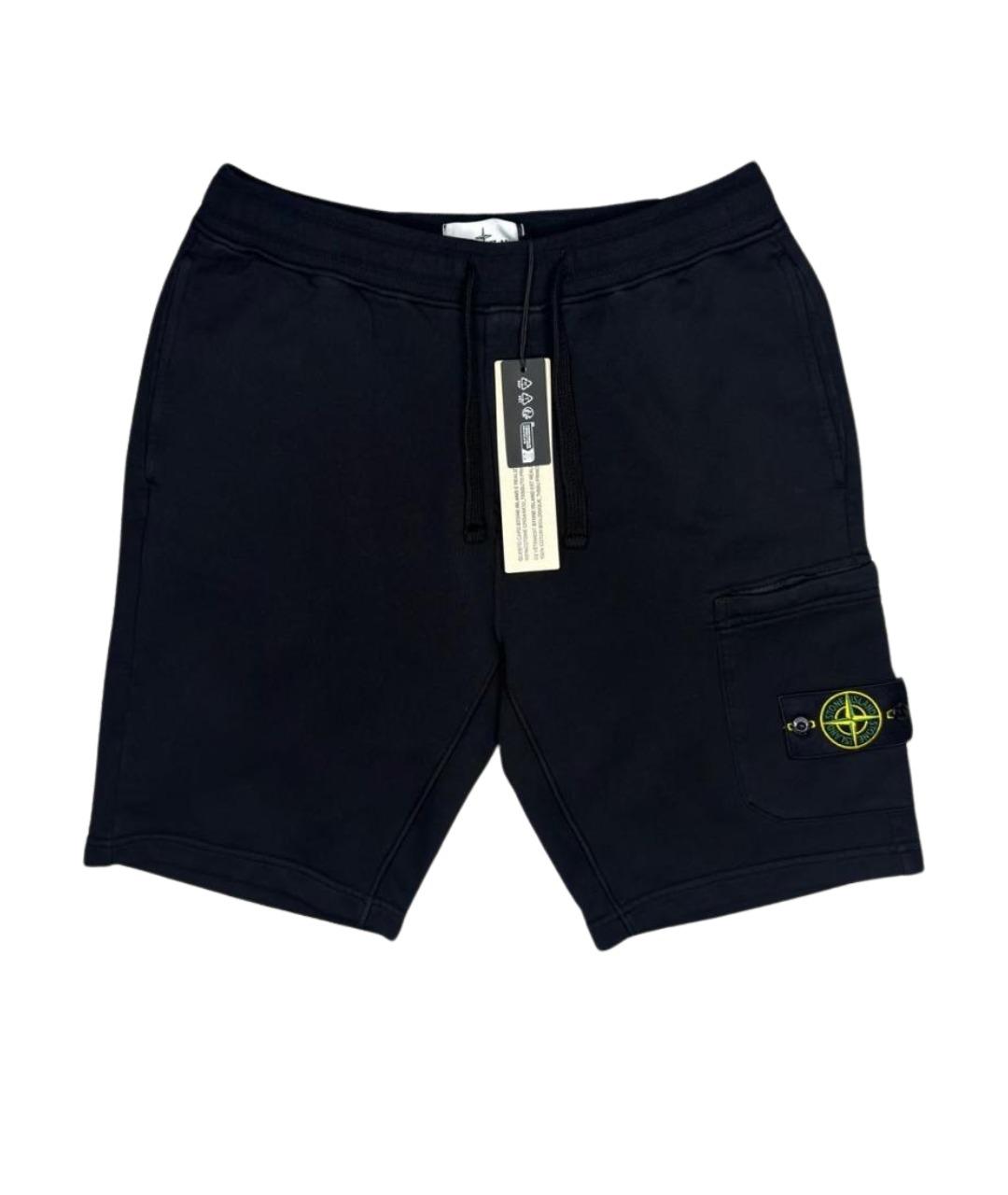 STONE ISLAND Черные хлопковые шорты, фото 1