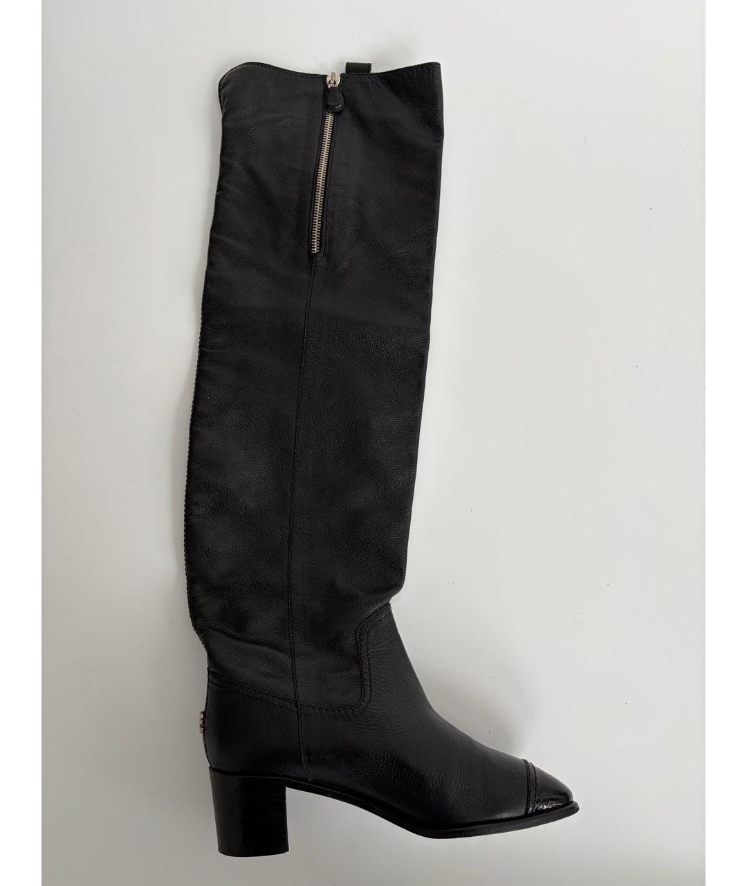 CHANEL Черные кожаные ботфорты, фото 5
