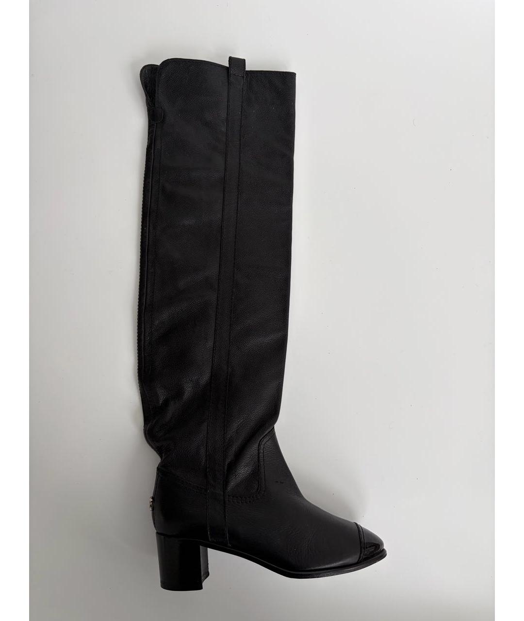 CHANEL Черные кожаные ботфорты, фото 8