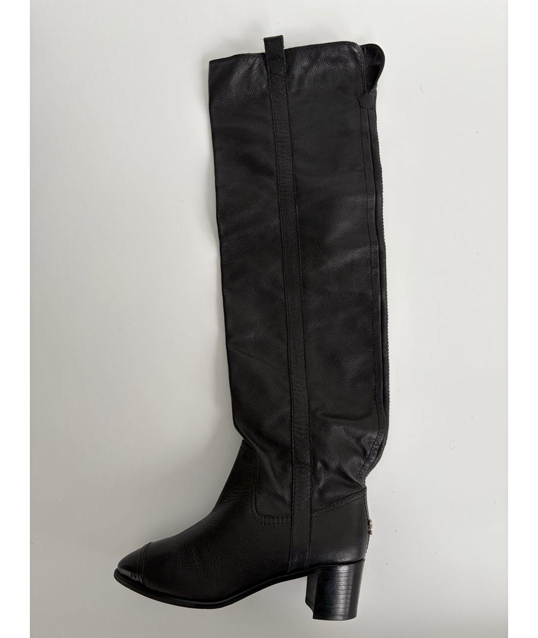 CHANEL Черные кожаные ботфорты, фото 4