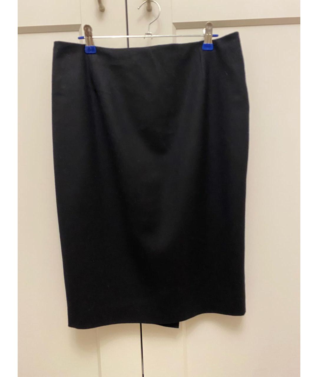 JIL SANDER Черная шерстяная юбка миди, фото 2