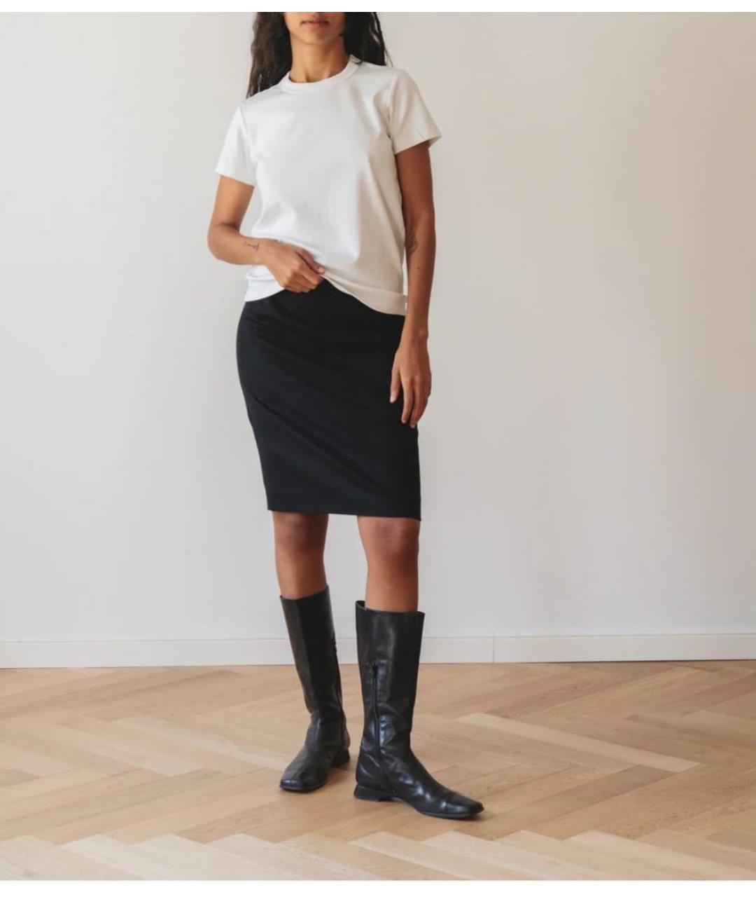 JIL SANDER Черная шерстяная юбка миди, фото 8