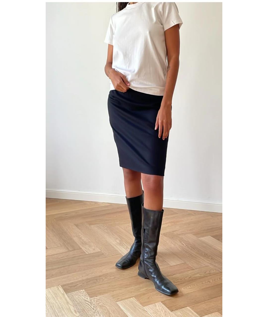 JIL SANDER Черная шерстяная юбка миди, фото 7