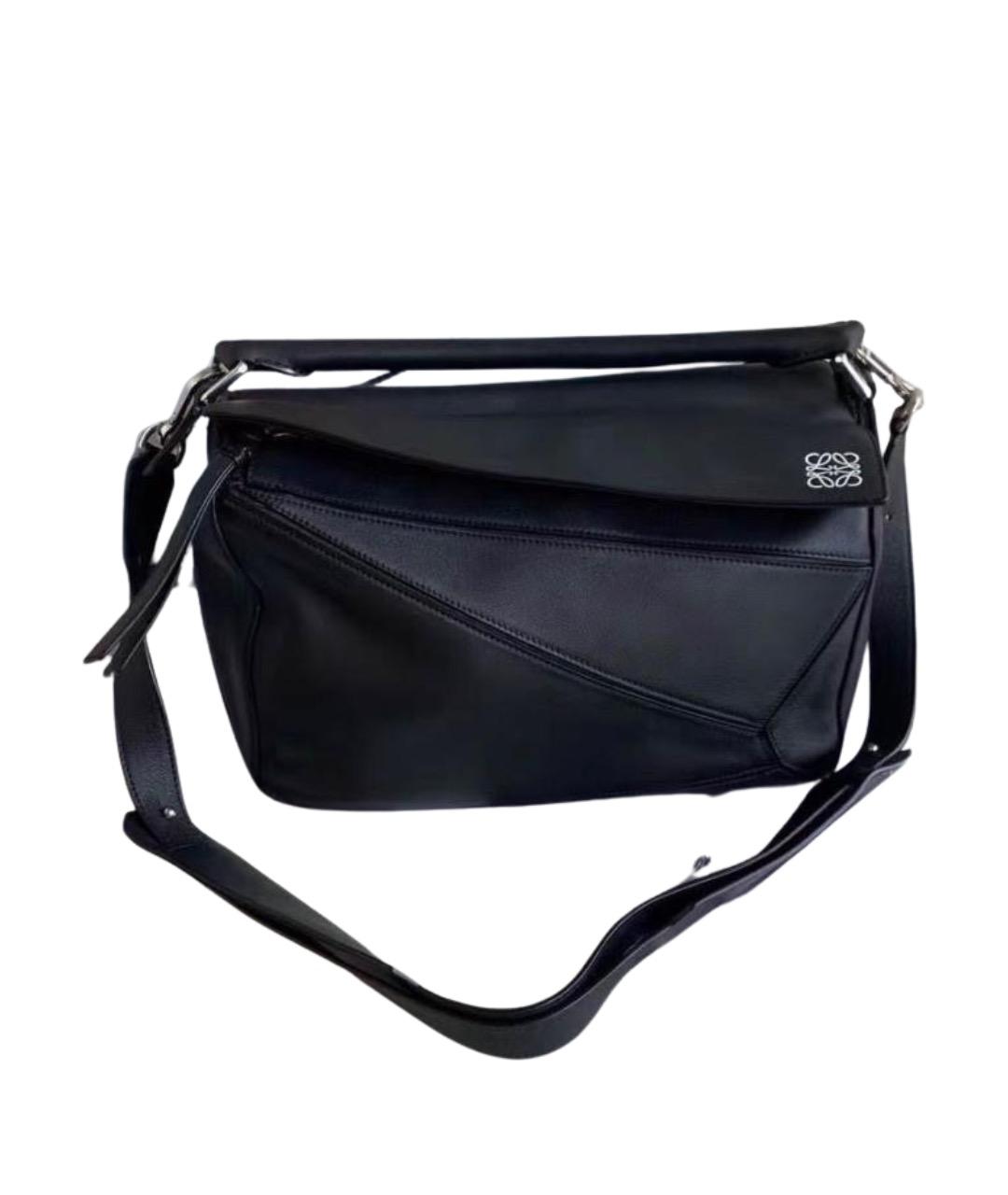 LOEWE Черная кожаная сумка с короткими ручками, фото 1