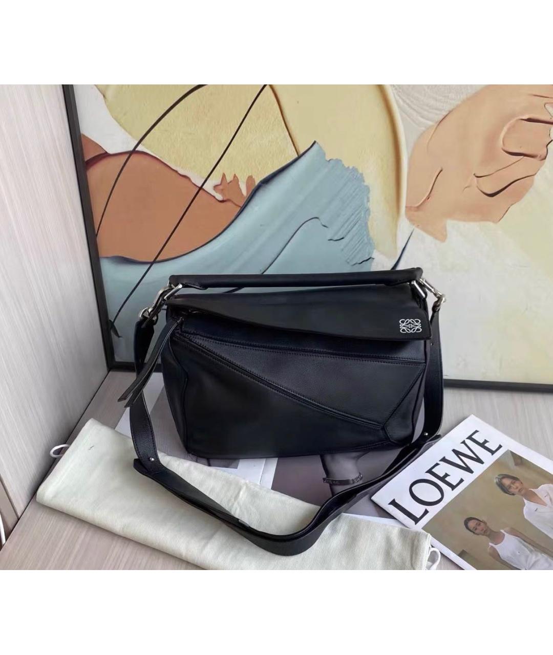 LOEWE Черная кожаная сумка с короткими ручками, фото 9