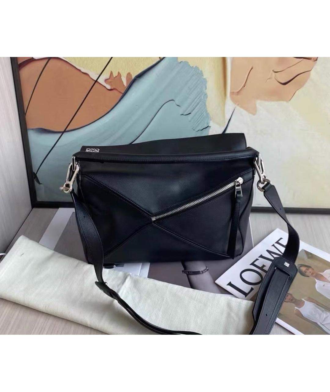 LOEWE Черная кожаная сумка с короткими ручками, фото 2