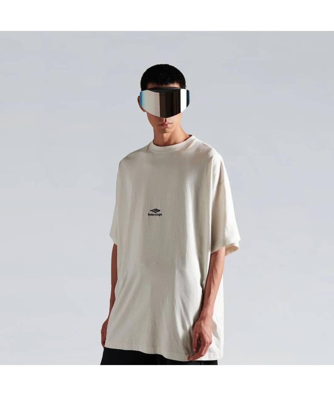 BALENCIAGA Белая хлопковая футболка, фото 2