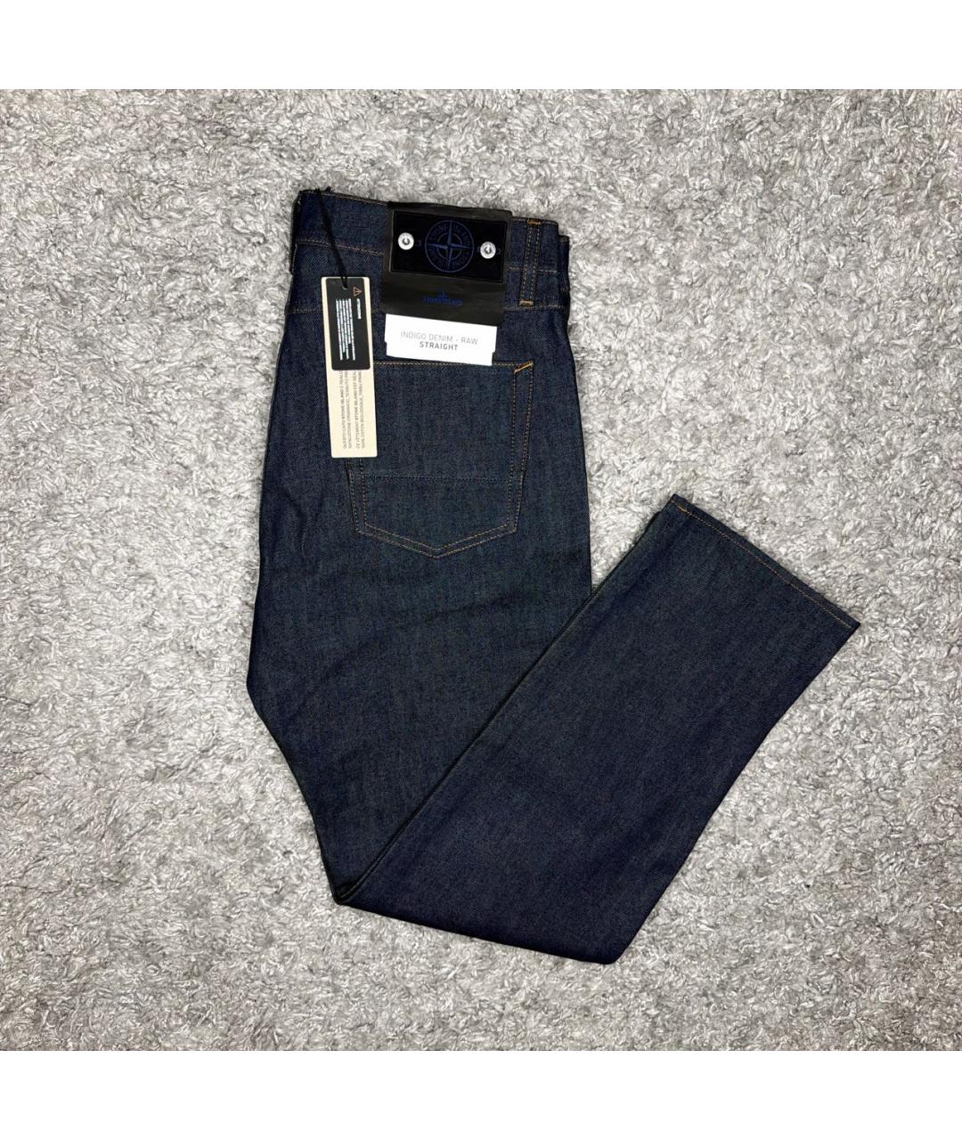 STONE ISLAND Темно-синие хлопковые прямые джинсы, фото 2