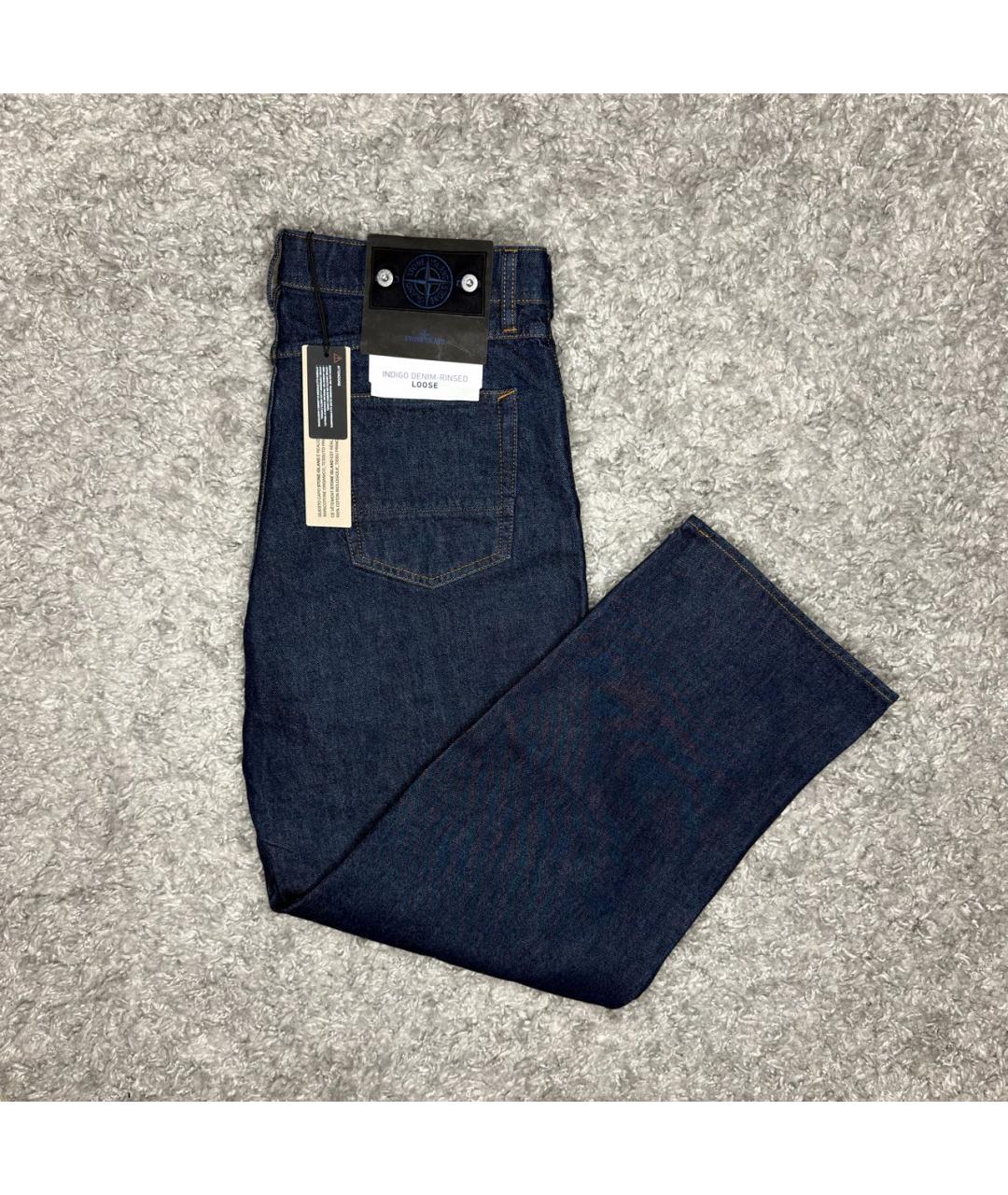 STONE ISLAND Темно-синие хлопковые прямые джинсы, фото 2