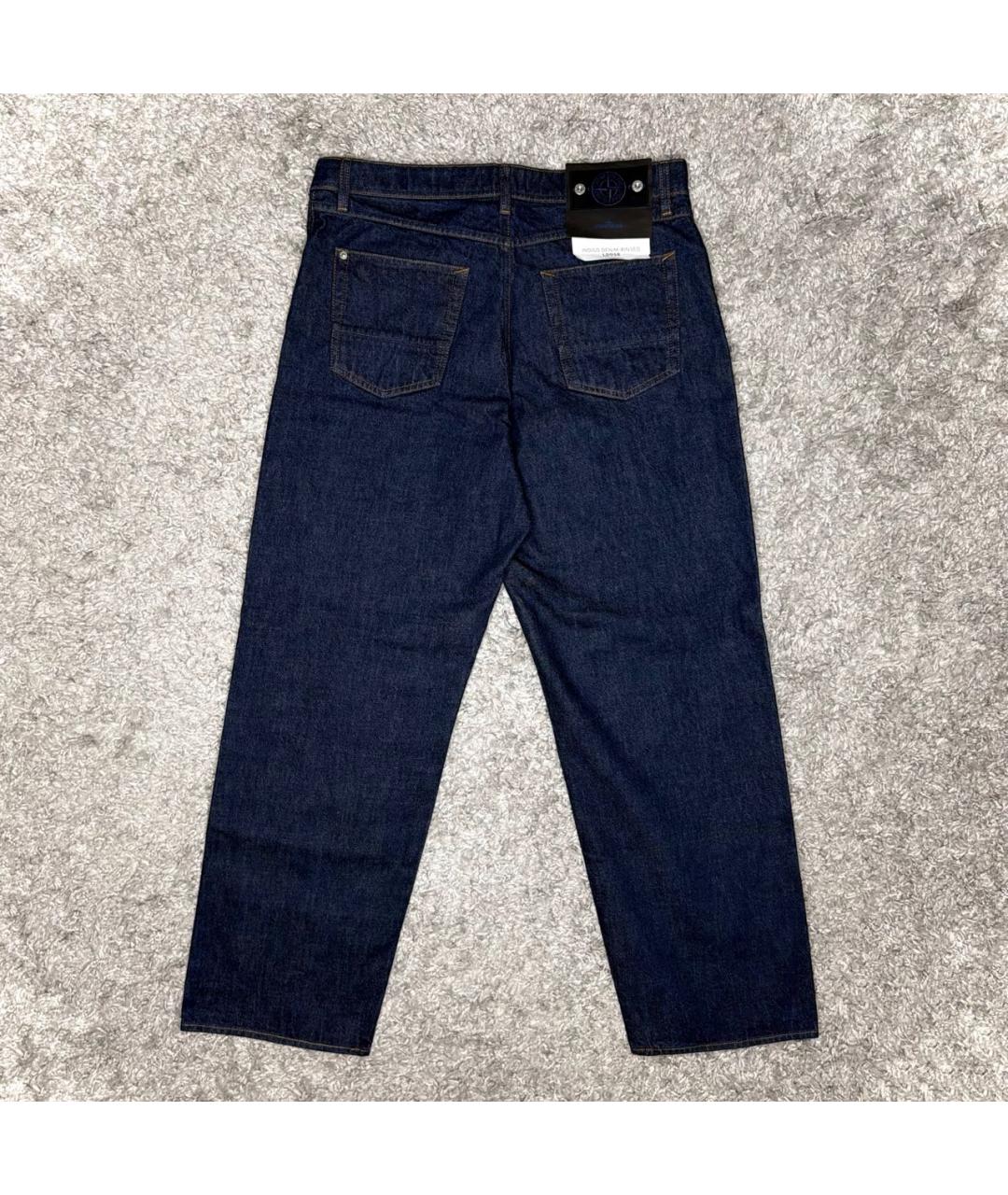 STONE ISLAND Темно-синие хлопковые прямые джинсы, фото 5