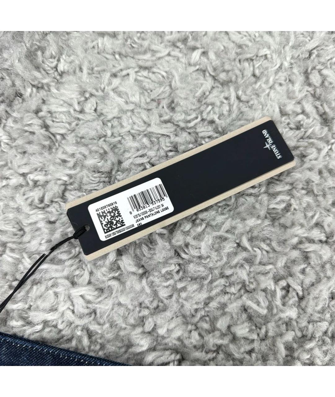 STONE ISLAND Темно-синие хлопковые прямые джинсы, фото 6