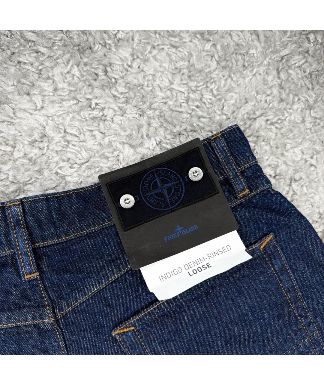 STONE ISLAND Темно-синие хлопковые прямые джинсы, фото 3