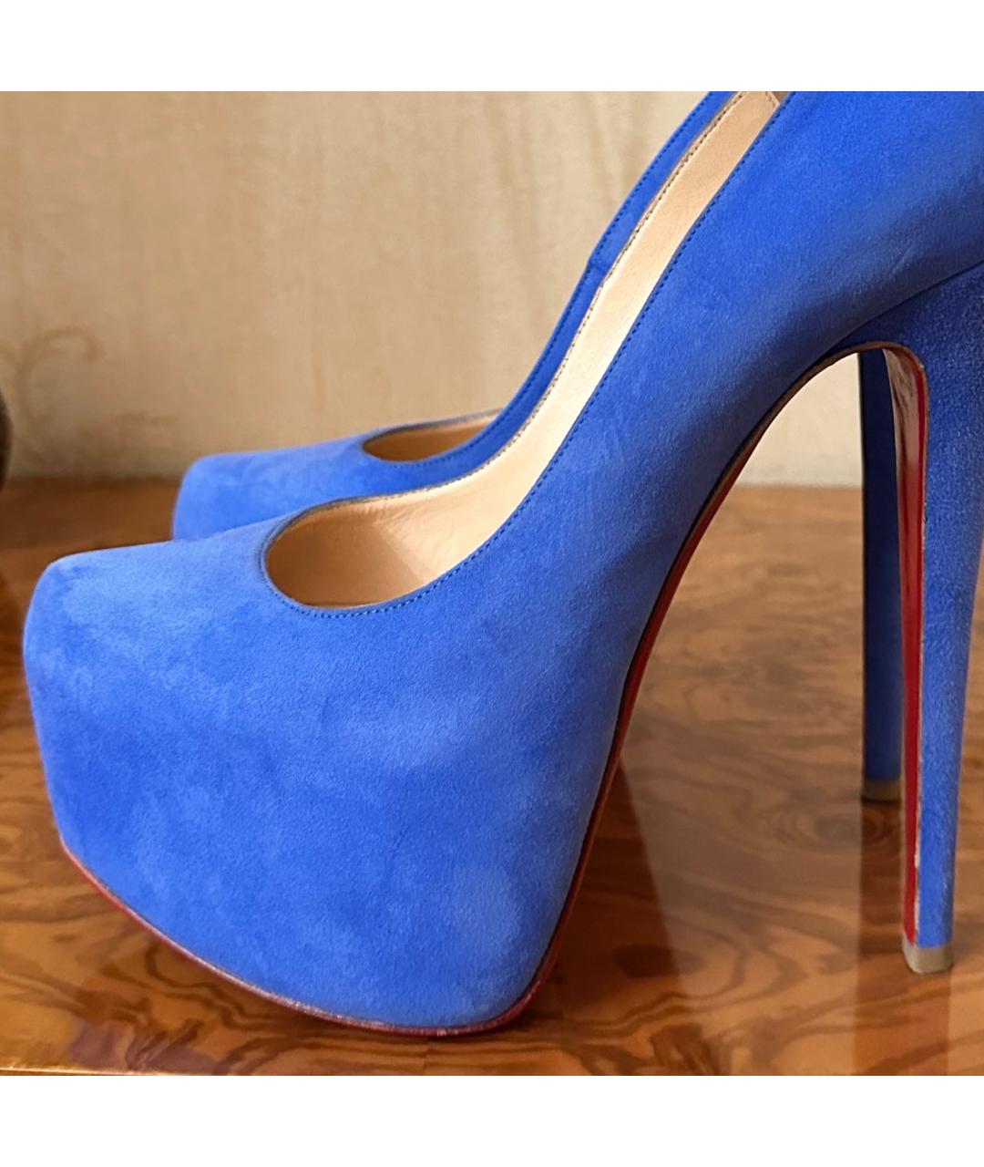 CHRISTIAN LOUBOUTIN Голубые замшевые туфли, фото 7
