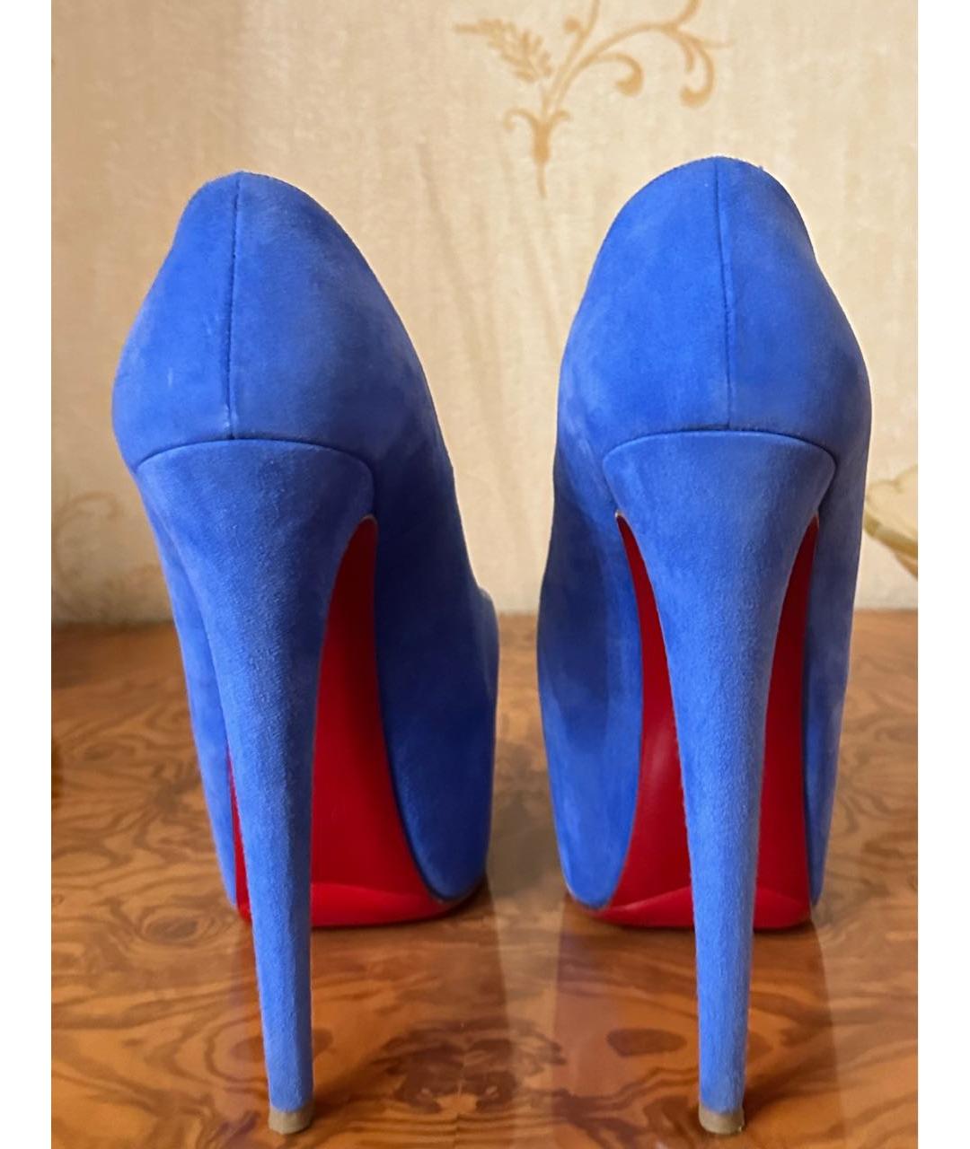 CHRISTIAN LOUBOUTIN Голубые замшевые туфли, фото 4