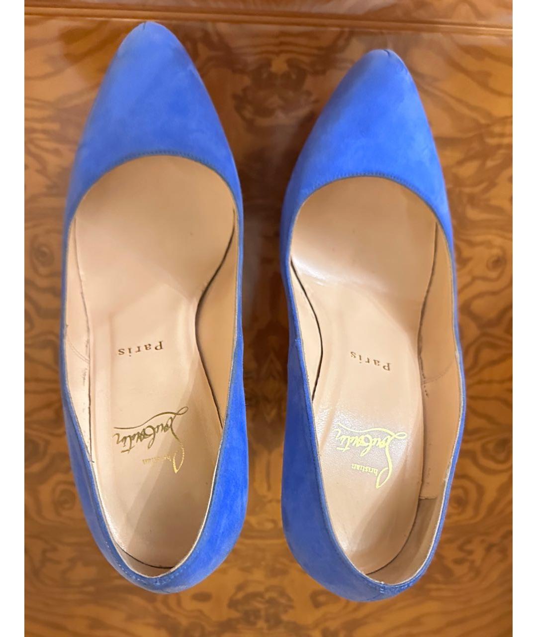CHRISTIAN LOUBOUTIN Голубые замшевые туфли, фото 3