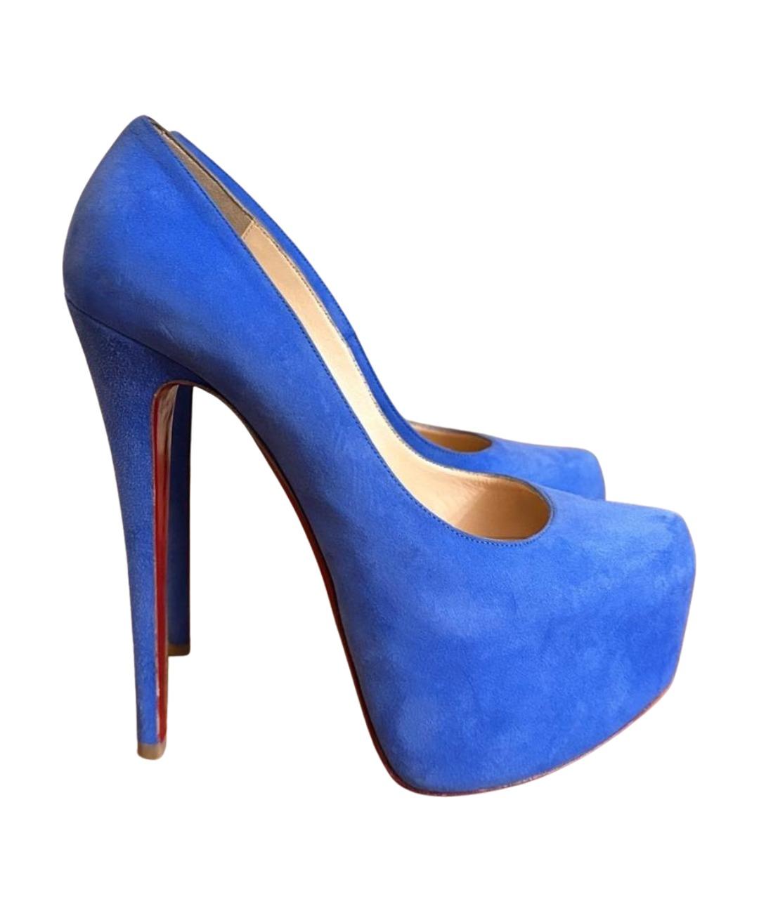 CHRISTIAN LOUBOUTIN Голубые замшевые туфли, фото 1