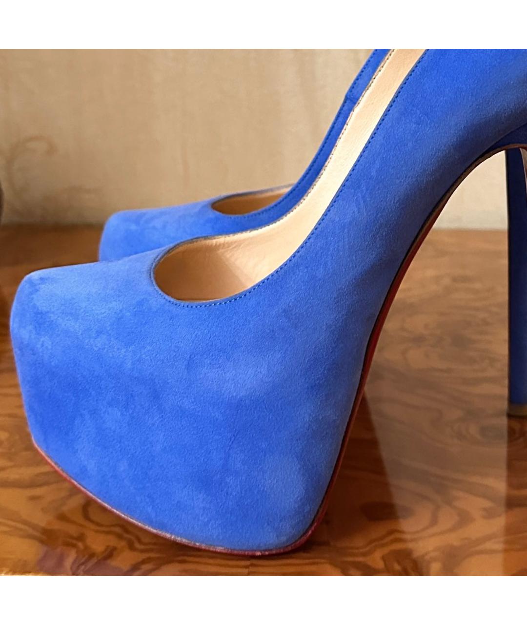 CHRISTIAN LOUBOUTIN Голубые замшевые туфли, фото 5