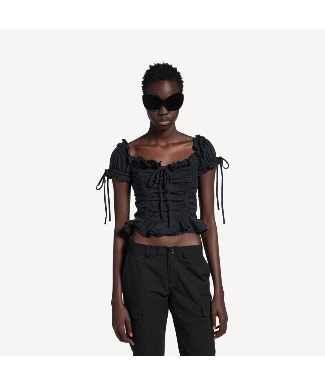 BALENCIAGA Черная хлопковая майка, фото 2