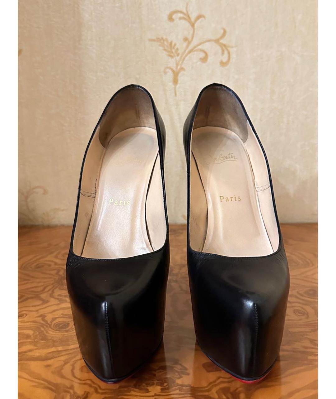 CHRISTIAN LOUBOUTIN Черные кожаные туфли, фото 2