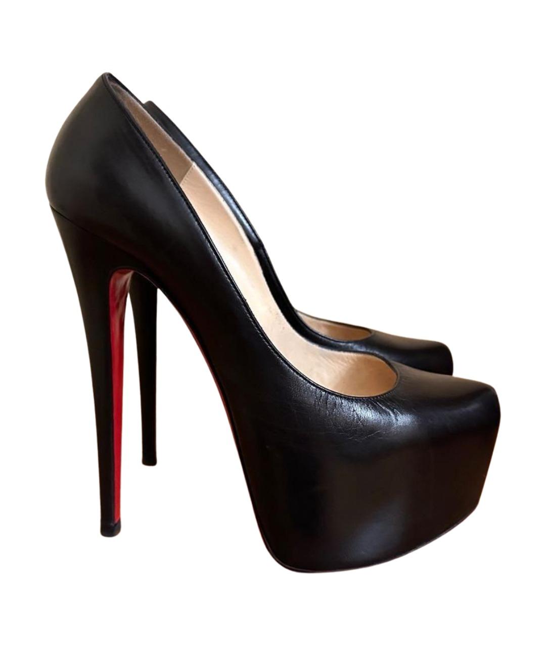CHRISTIAN LOUBOUTIN Черные кожаные туфли, фото 1