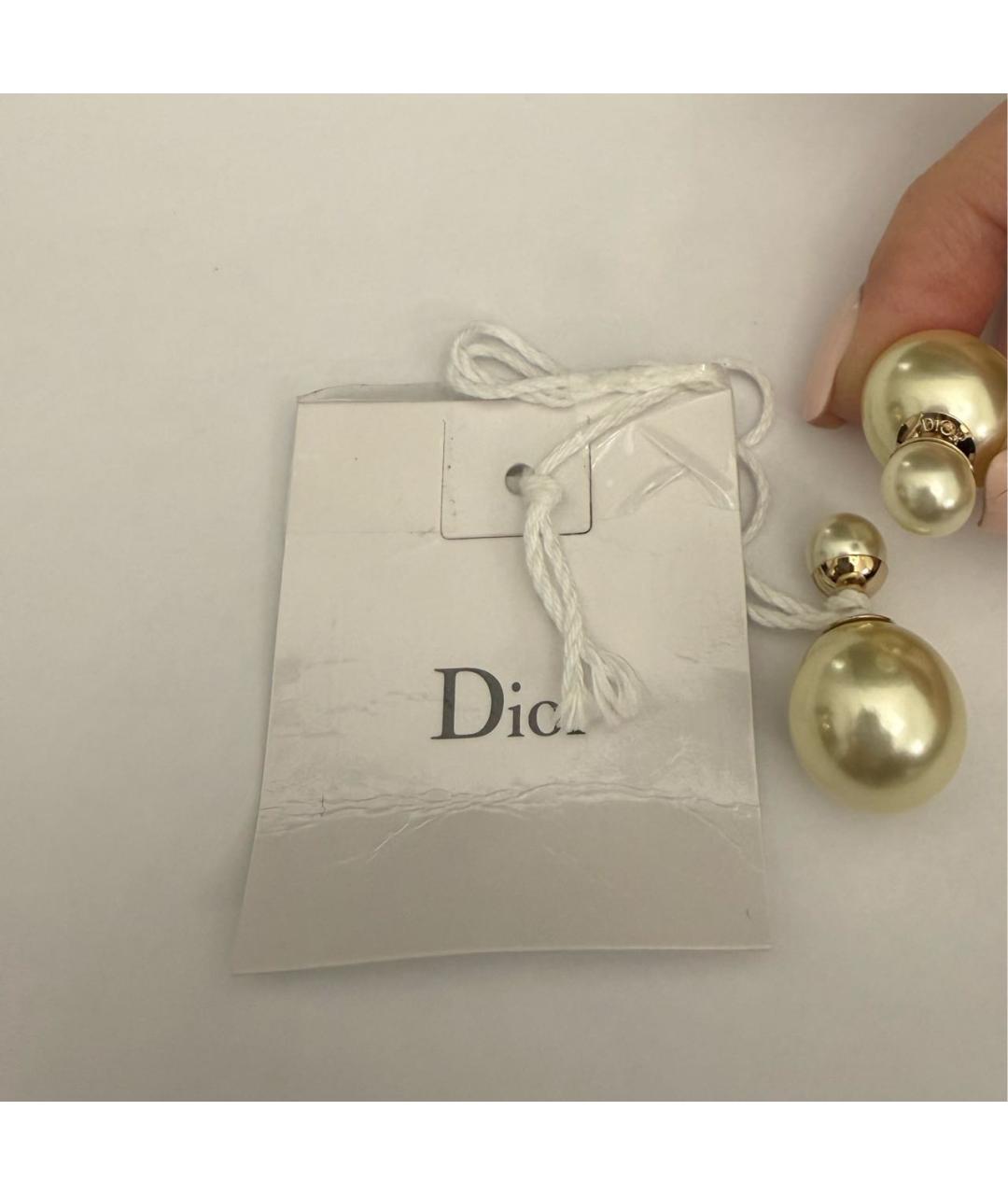 CHRISTIAN DIOR Золотые латунные серьги, фото 3