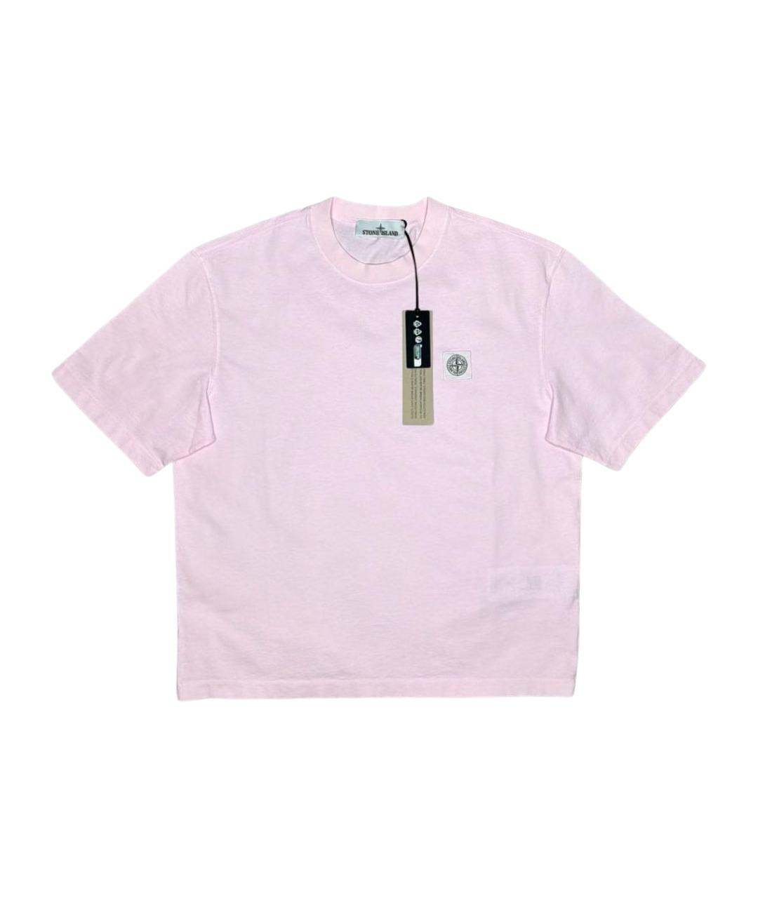 STONE ISLAND Розовая хлопковая футболка, фото 1