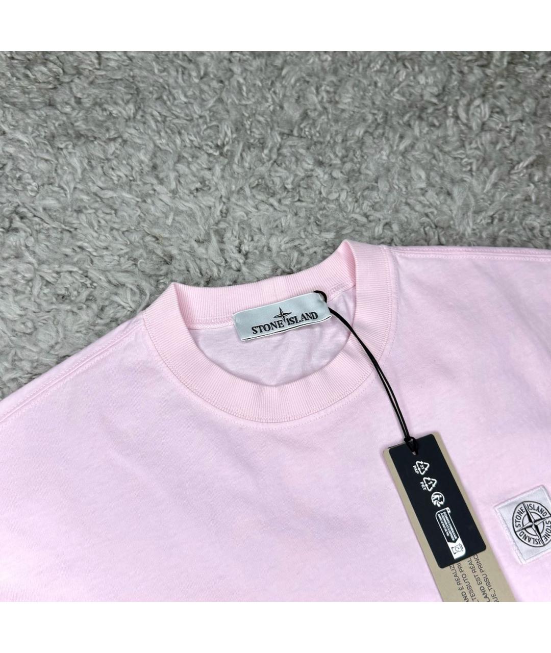 STONE ISLAND Розовая хлопковая футболка, фото 3