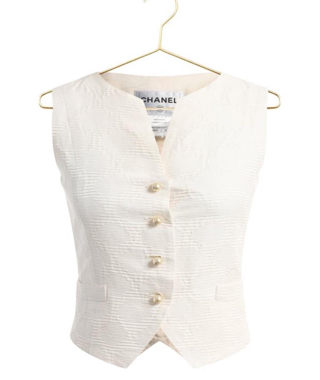 CHANEL Белый шелковый жилет, фото 6
