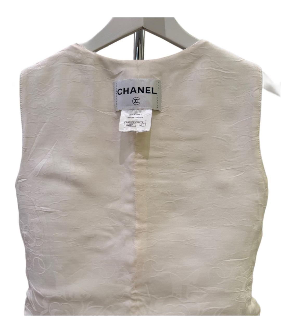 CHANEL Белый шелковый жилет, фото 3