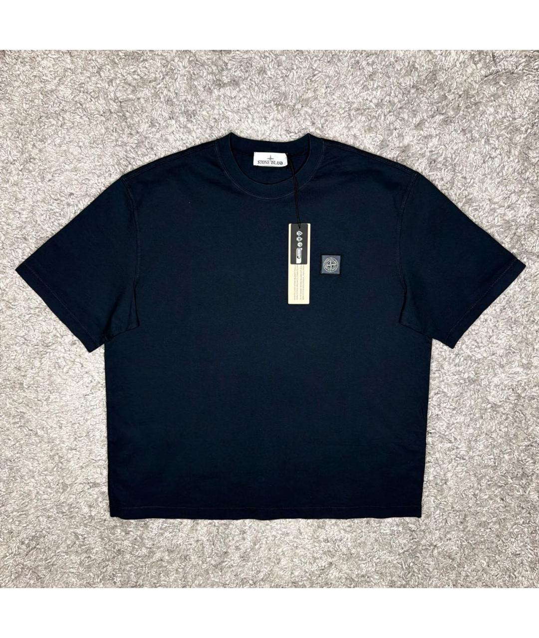 STONE ISLAND Темно-синяя хлопковая футболка, фото 6