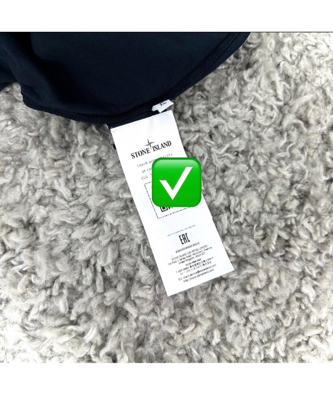 STONE ISLAND Темно-синяя хлопковая футболка, фото 5