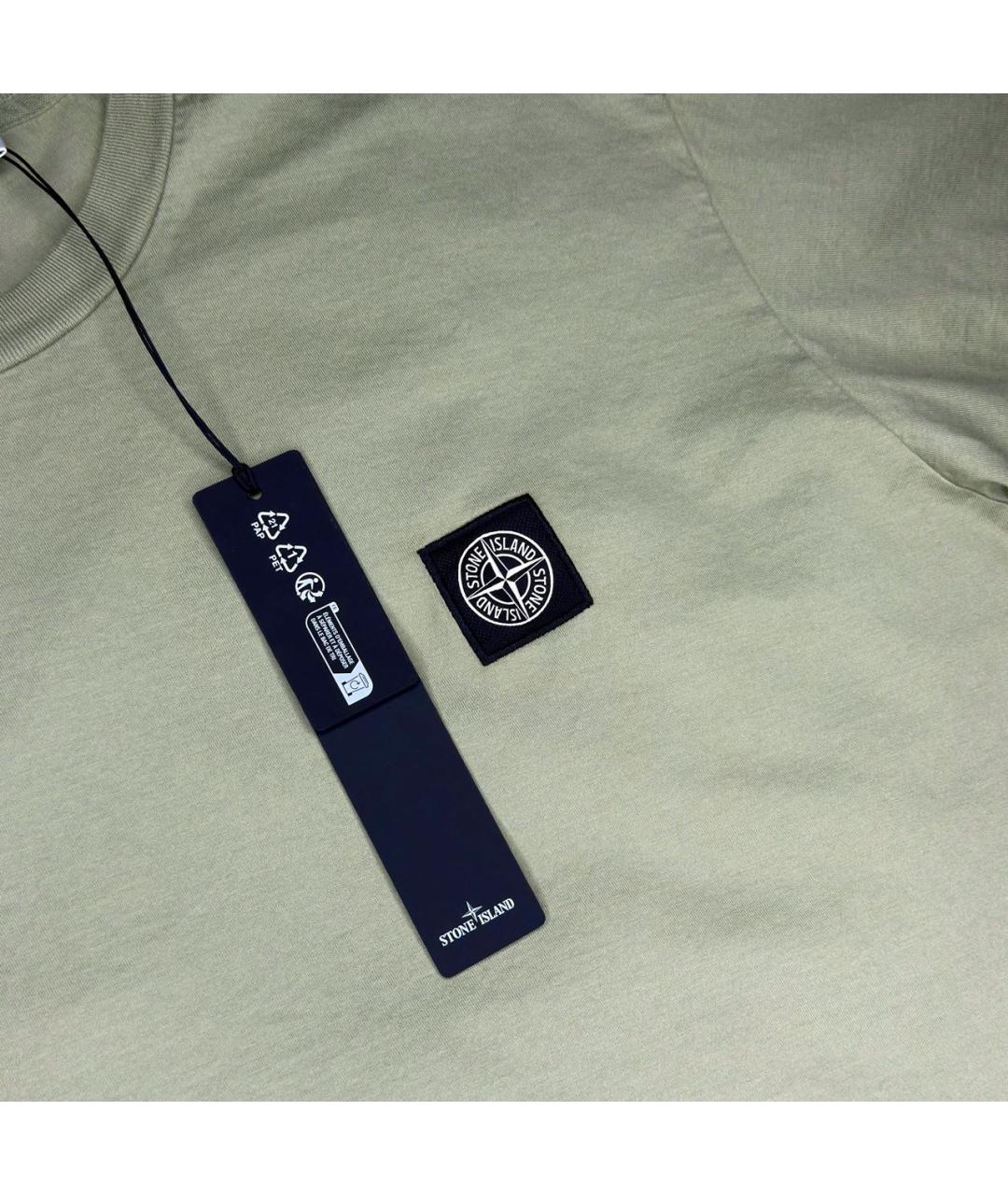 STONE ISLAND Зеленая хлопковая футболка, фото 2