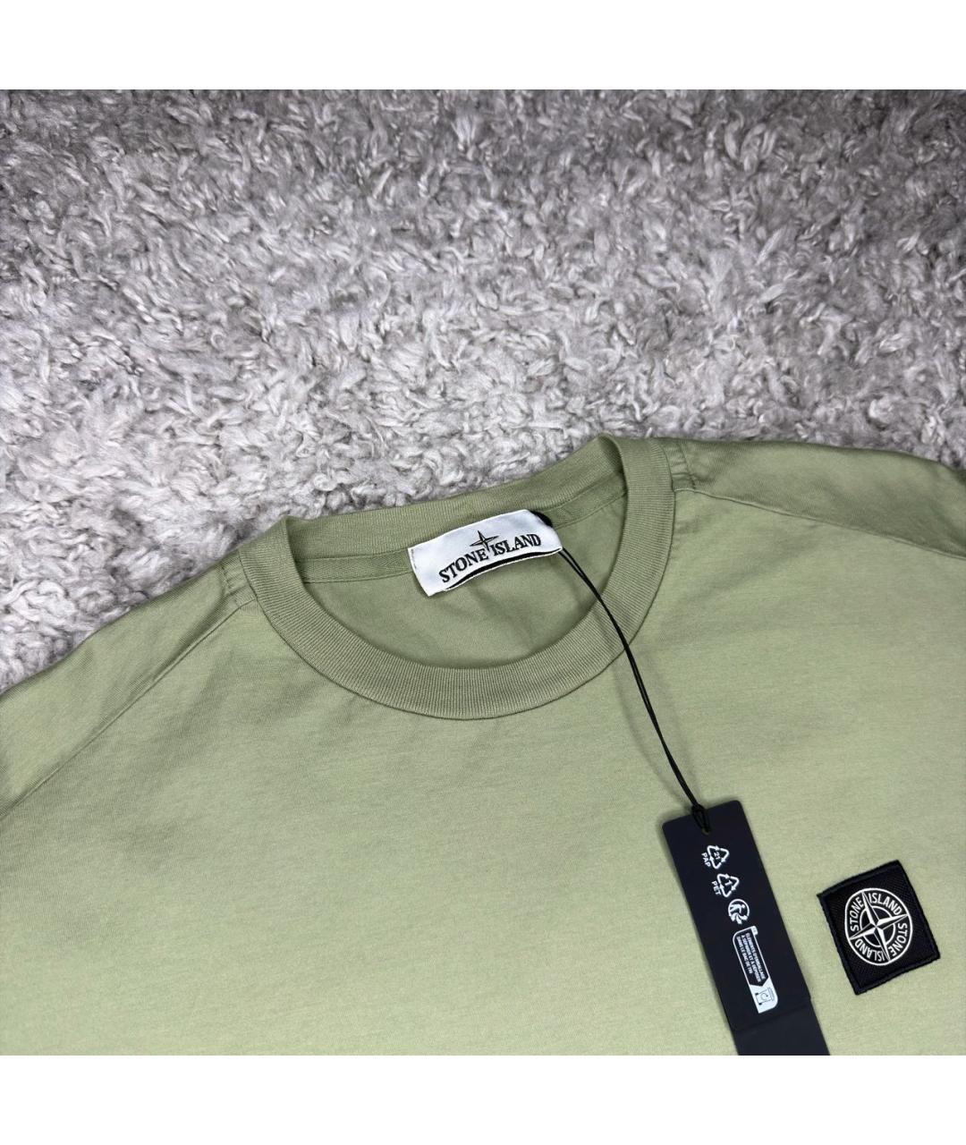 STONE ISLAND Зеленая хлопковая футболка, фото 3