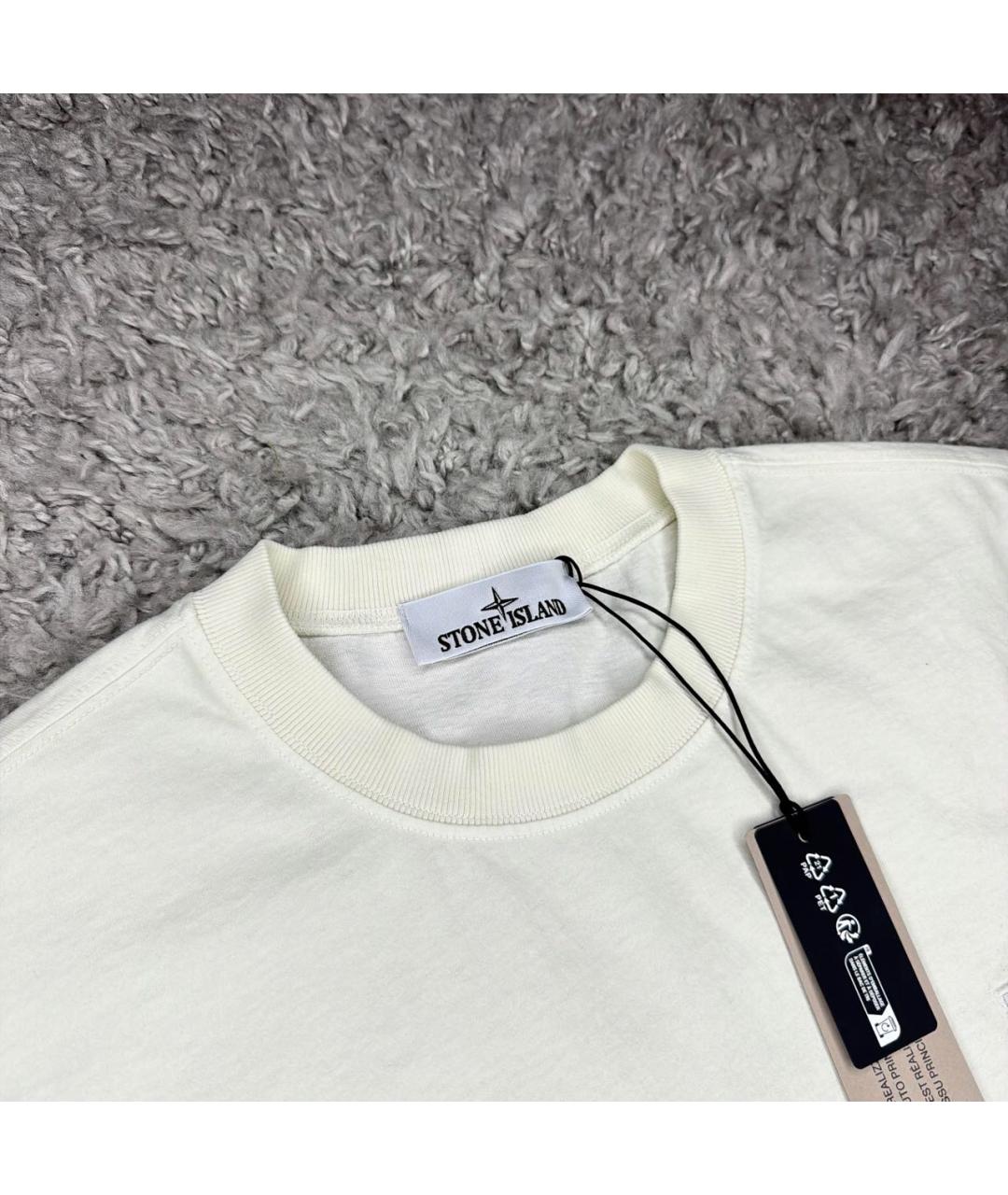 STONE ISLAND Бежевая хлопковая футболка, фото 3