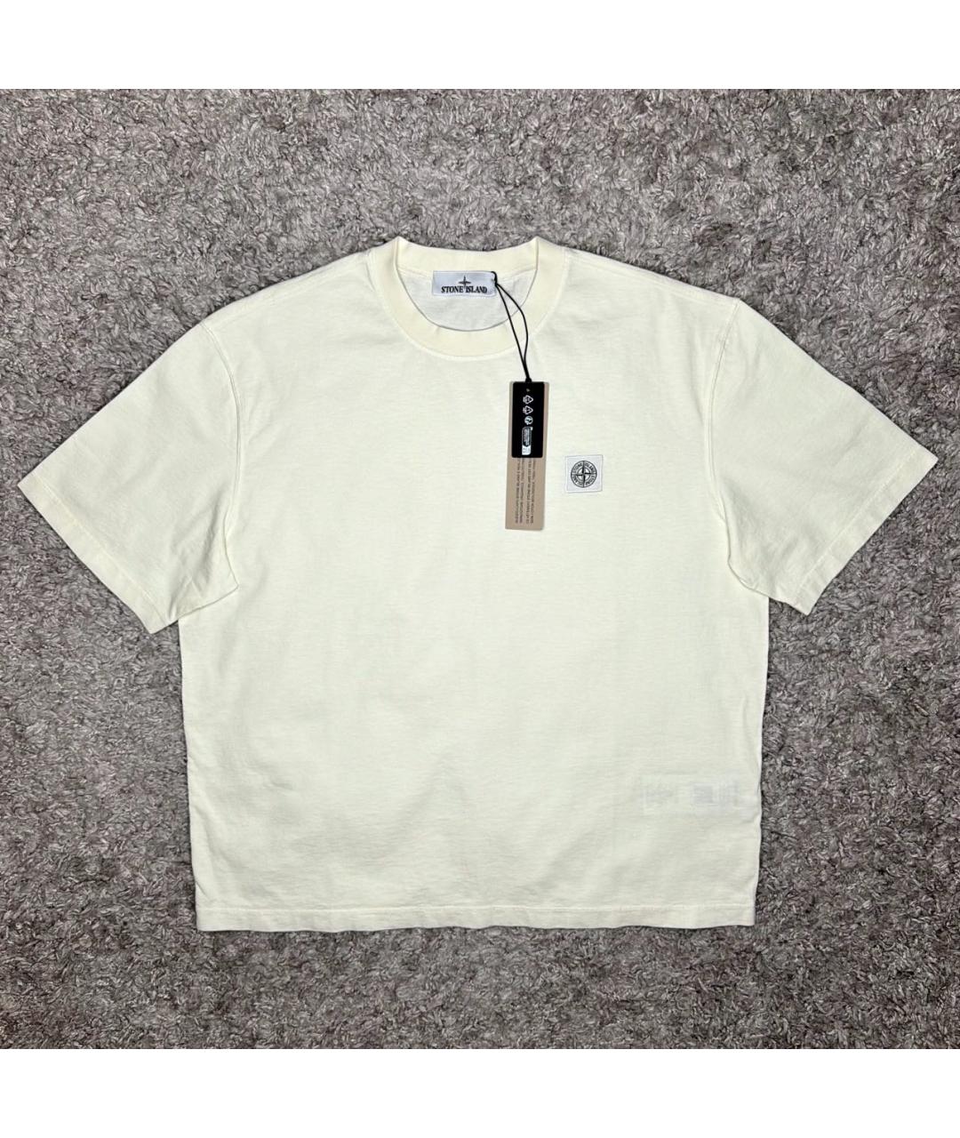 STONE ISLAND Бежевая хлопковая футболка, фото 6