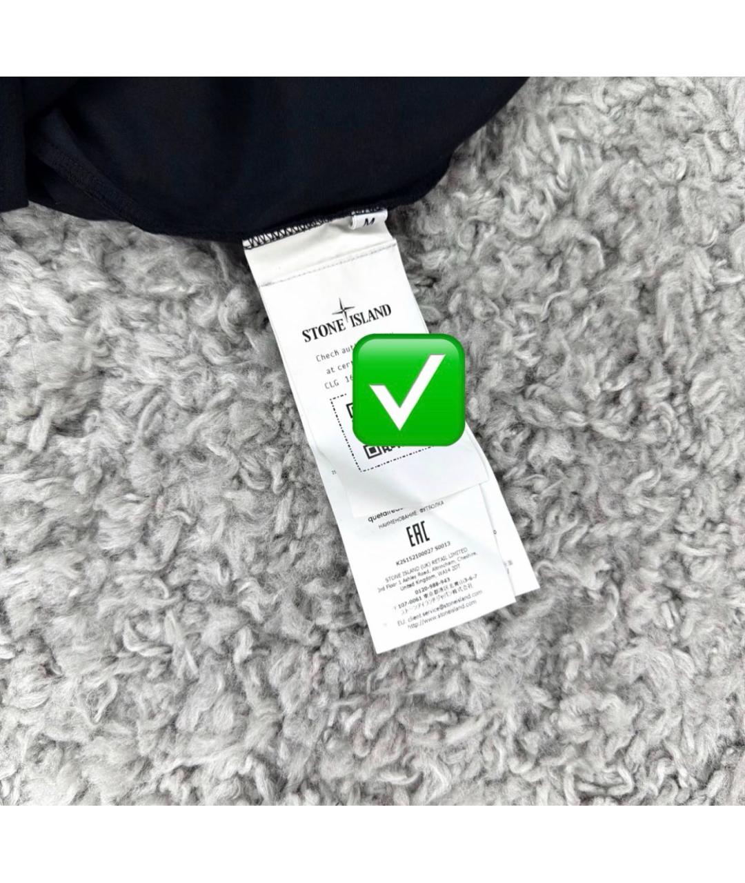 STONE ISLAND Черная хлопковая футболка, фото 5