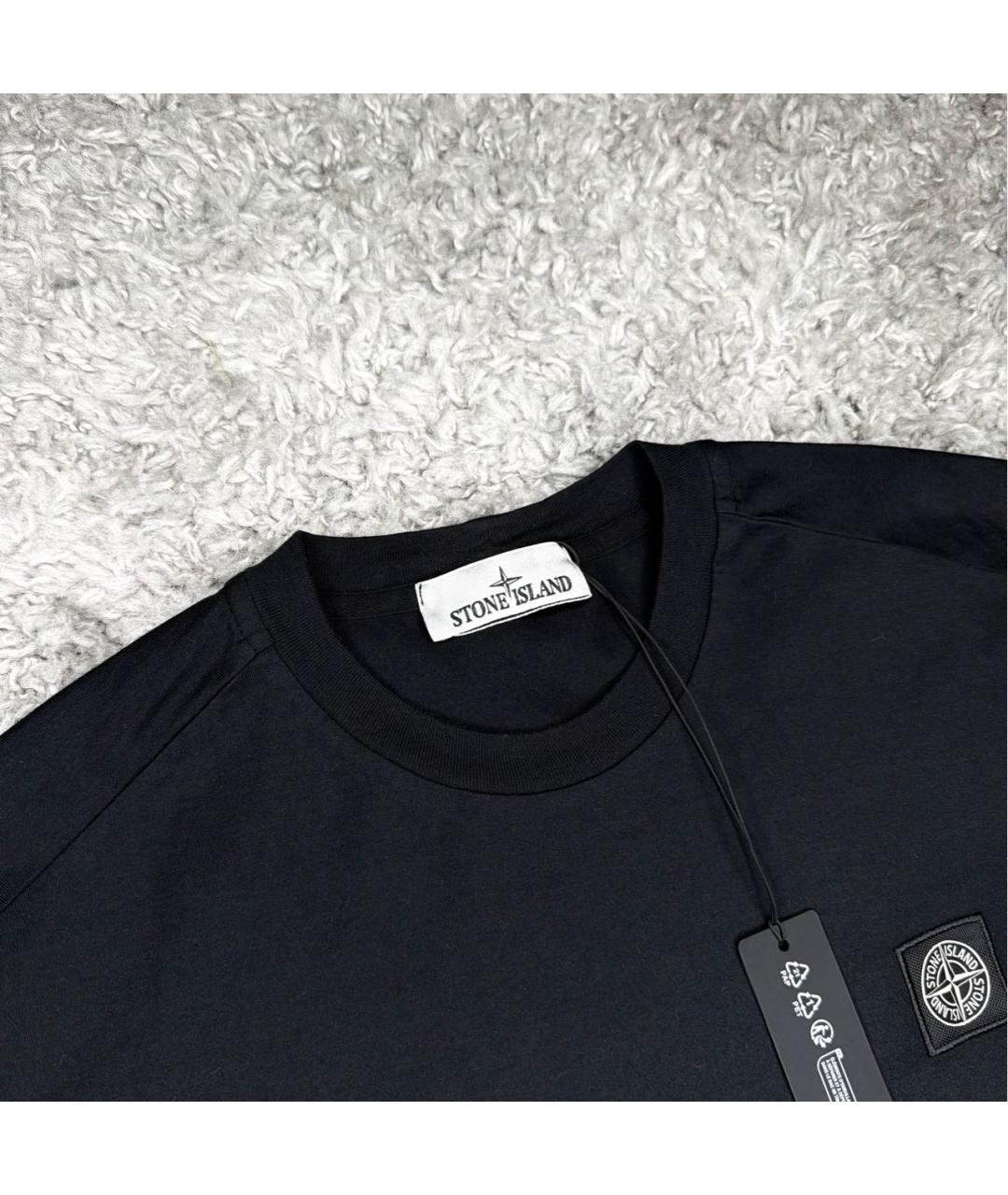 STONE ISLAND Черная хлопковая футболка, фото 3