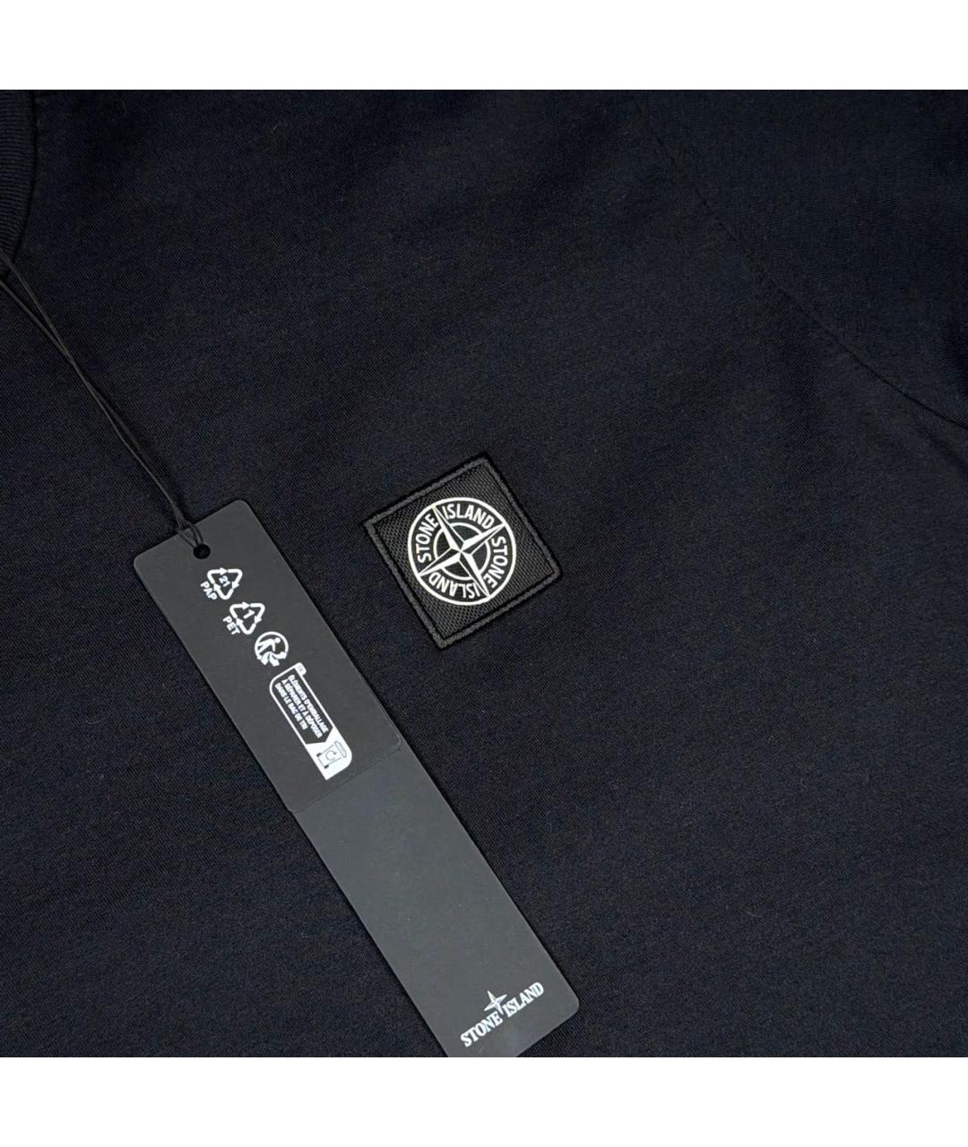 STONE ISLAND Черная хлопковая футболка, фото 2