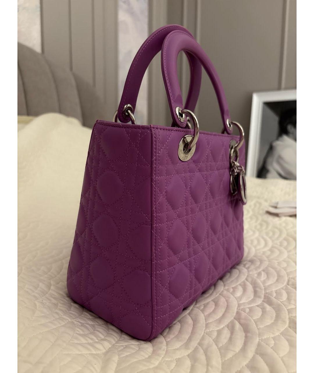 CHRISTIAN DIOR Фиолетовая кожаная сумка через плечо, фото 2