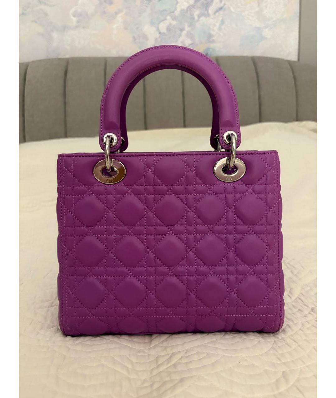 CHRISTIAN DIOR Фиолетовая кожаная сумка через плечо, фото 3