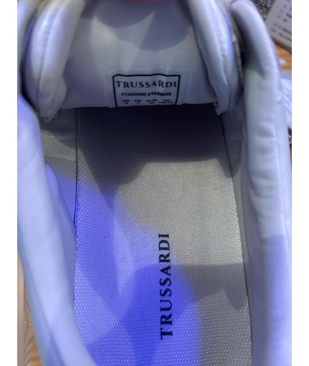 TRUSSARDI Серые кожаные низкие кроссовки / кеды, фото 5